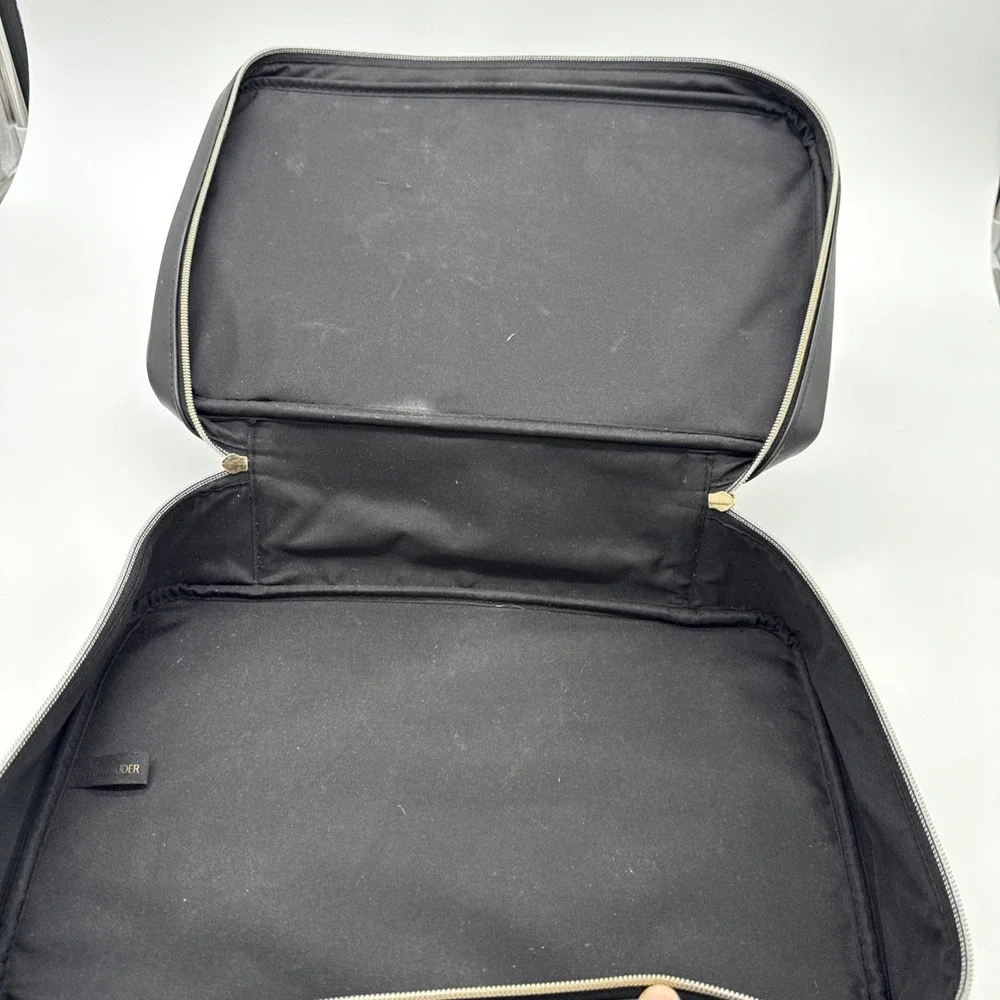 Estee Lauder Black White Trim Makeup Cosmetic Bag Train Case
